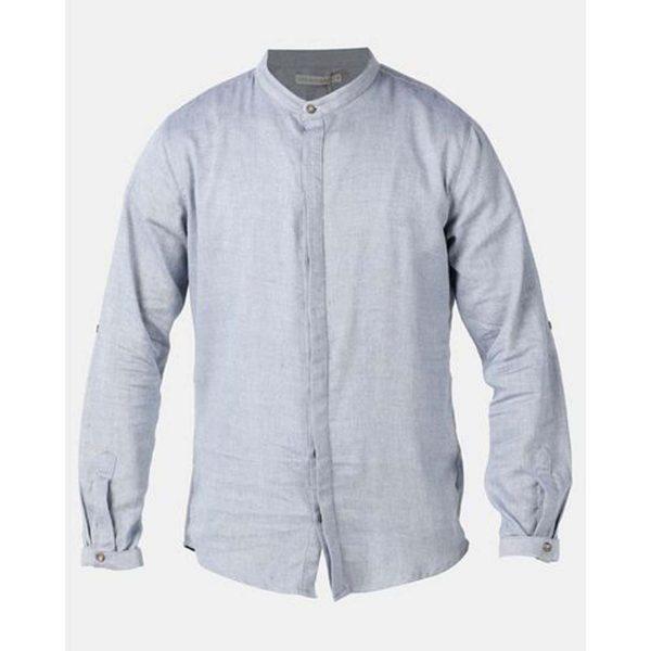 Concealed Stand Cotton Shirt - Denim - Detail 1