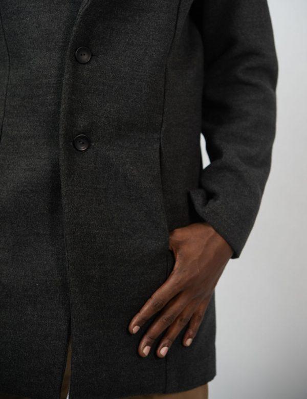 Male Blazer Coat - Charcoal Melange - Side detail