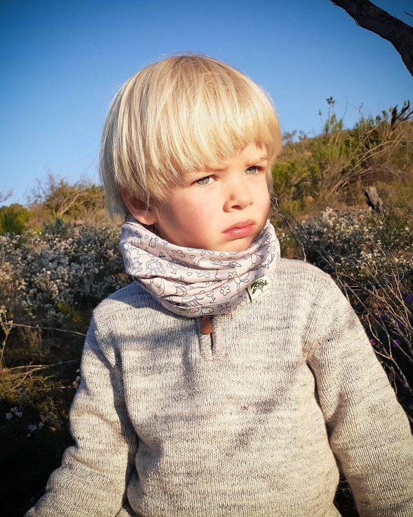 Baby Snood - Grey Doodle - Front