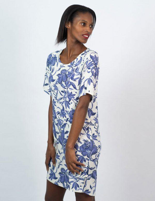 Trendy Tee Dress - Delft Foliage - Side front