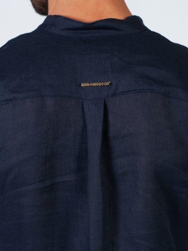Mandarin Shirt - Navy - Detail