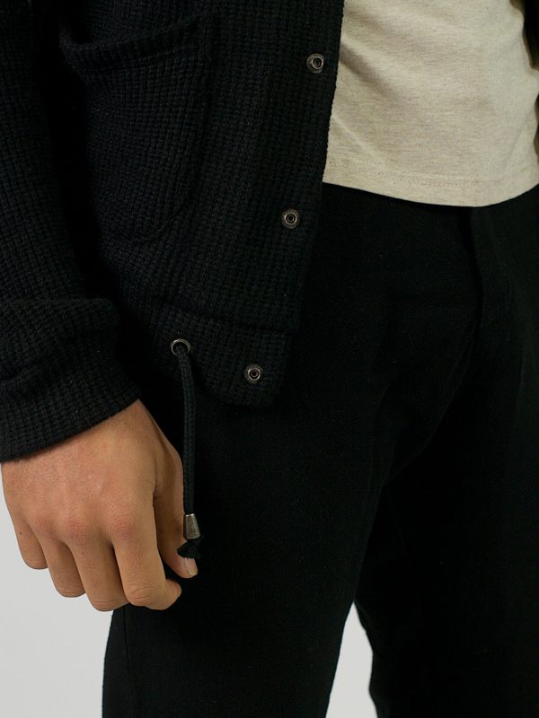 Shawl Collar Cardigan - Black Knit - Detail 3