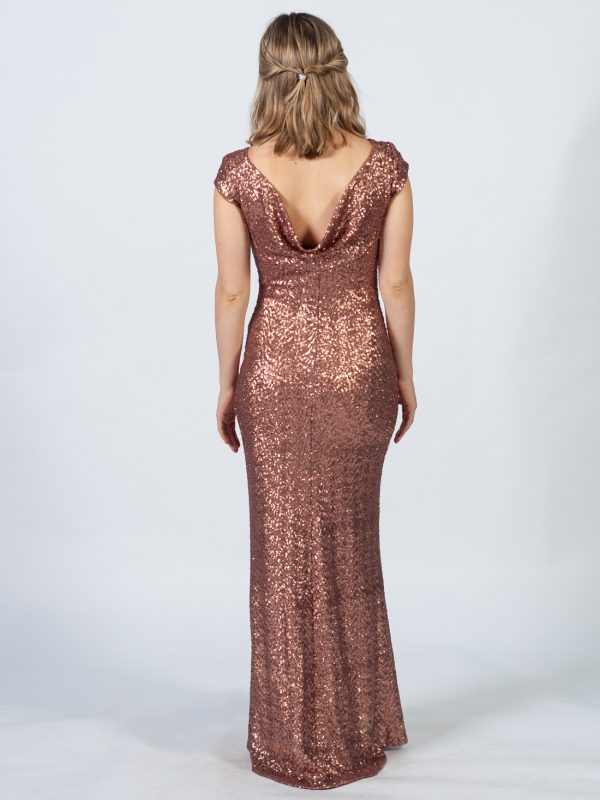 Elegant Evening Gown - Rose Gold - Back