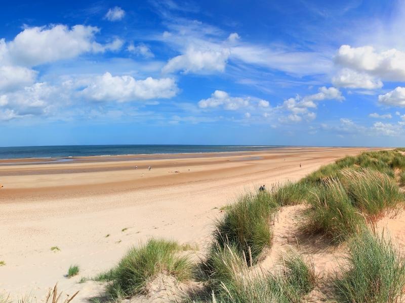 Large sandy beach with sand dunes