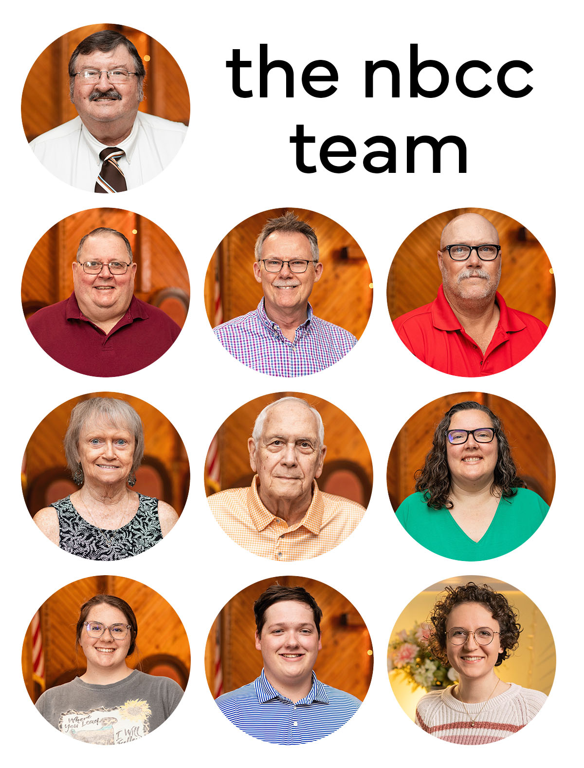 collage of circular photos of the NBCC staff.