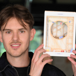 Liam Philpot is pictured in the Architecture studios at Northumbria University with some of his design work.