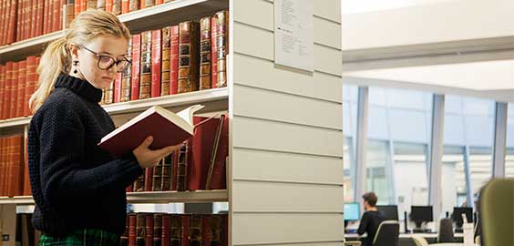 a person in a library