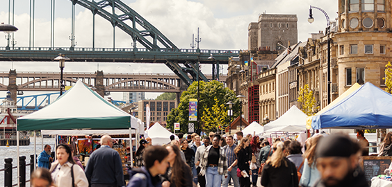 quayside market busy with people