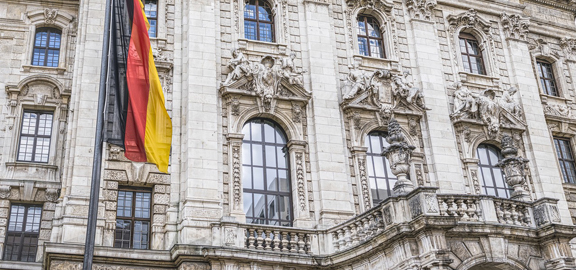 Building of justice with german flag