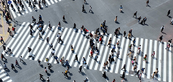 Busy crossing in city