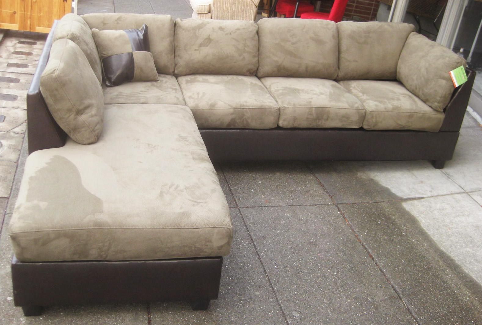 Featured Photo of Leather And Suede Sectional Sofa