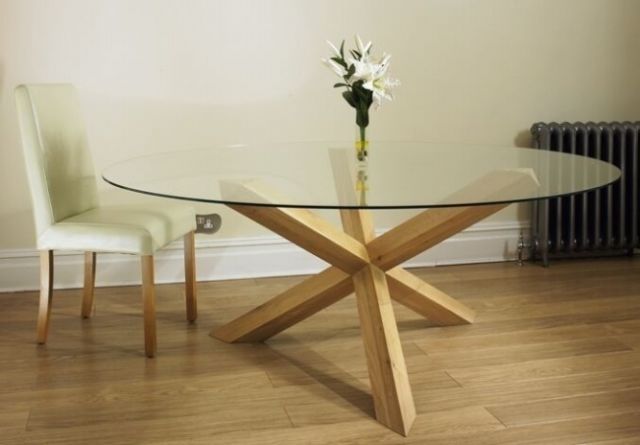 Featured Photo of Round Glass And Oak Dining Tables