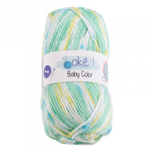Pelote de laine Baby ok color blanc, vert style, O'drey créa et ses petites pelotes