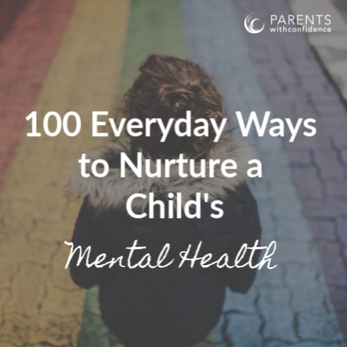 back of child with text that reads: 100 everyday ways to nurture a child's mental health