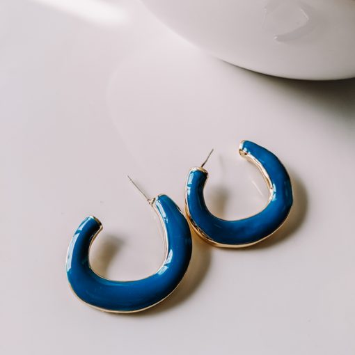 Blue Bohemian C-shaped Earrings