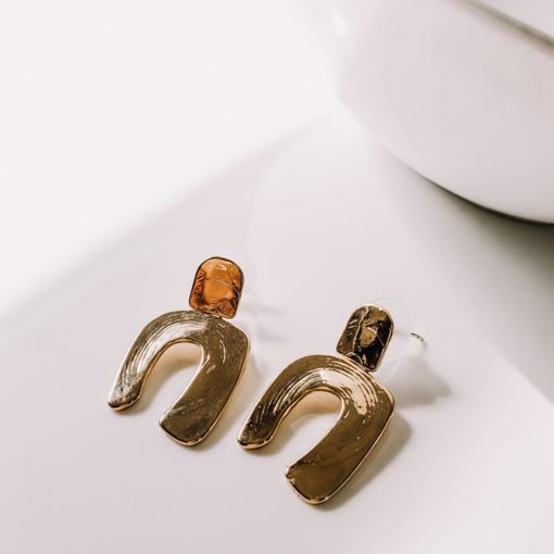 Gold U-shaped Drop Earrings