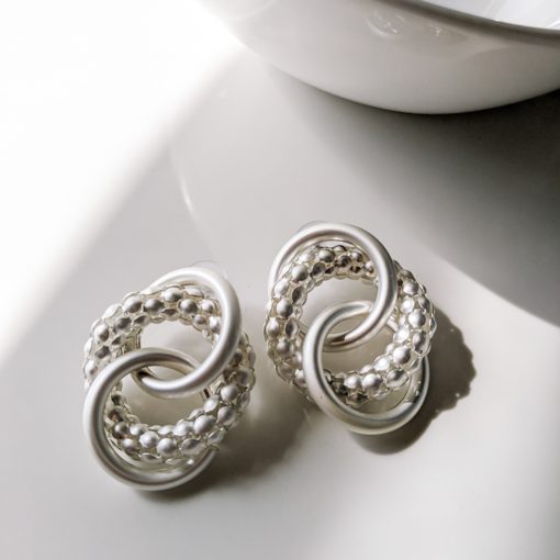 Silver Multi-Turn Stud Earrings
