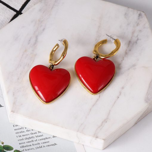 Red Heart-shaped Earrings