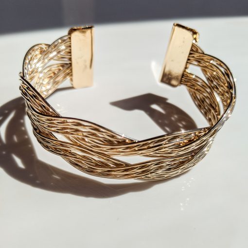 Gold Braided Twist Wide Bracelet