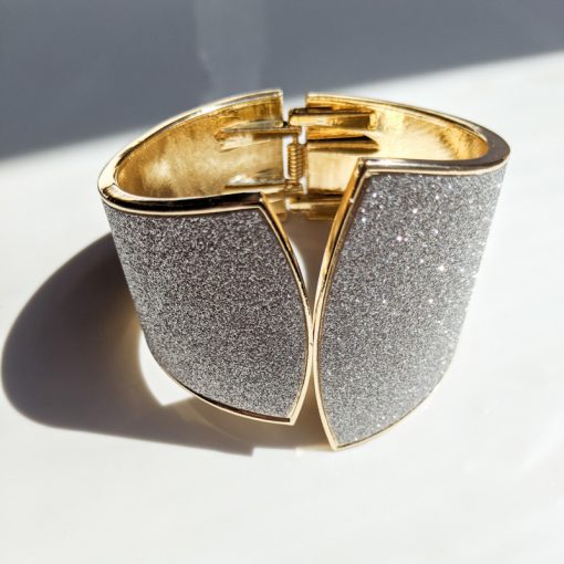 Gold Trendy Sparkling Wide Bracelet
