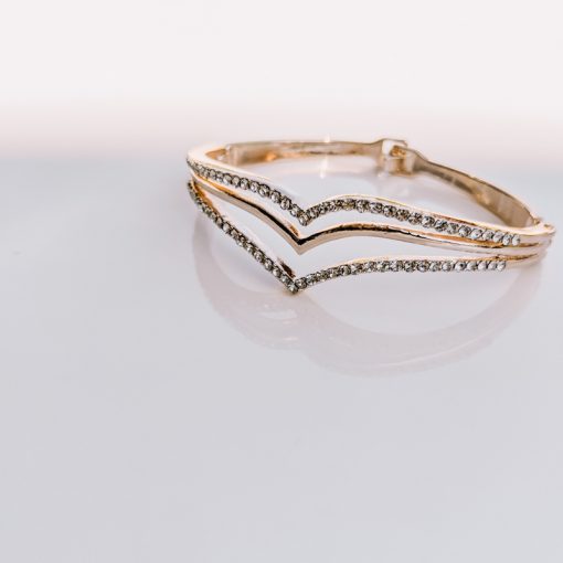 Rose Gold Three Layer V-shaped Bracelet (Gold Plated, Tarnish Free)