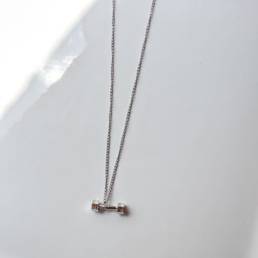 Silver Dumbbell Style Necklace