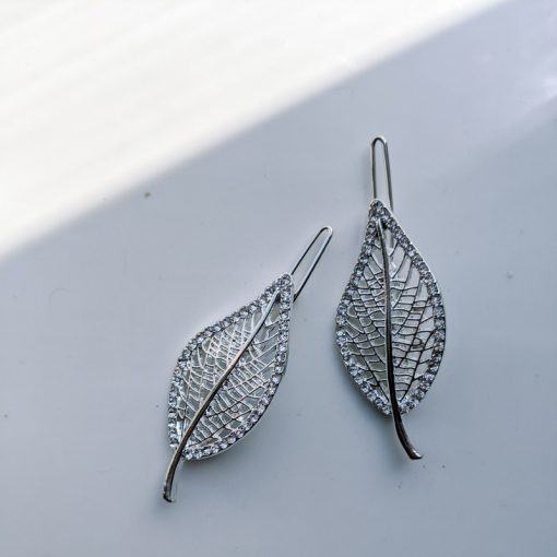Silver Stylish Leaf Rhinestone Hairpin