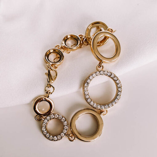 Gold Circles Rhinestone Bracelet