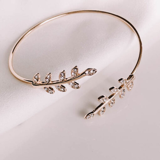 Gold Leaf Wrap Rhinestone Bracelet