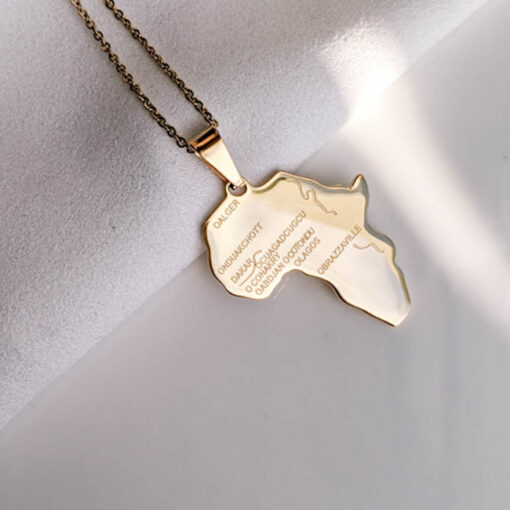 Gold Africa Map Necklace (Gold Plated, Tarnish Free)