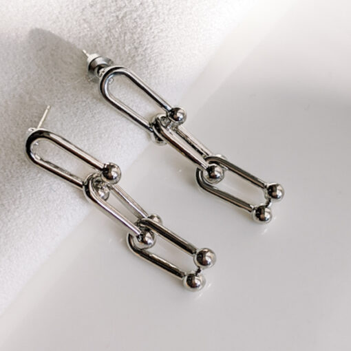 Silver Link Chain Earrings