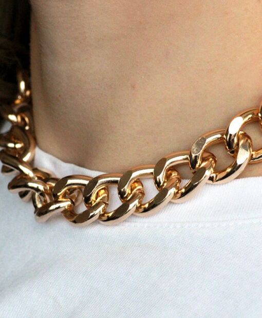 Gold Metal Thick Chain Necklace (Gold Plated, Tarnish Free)
