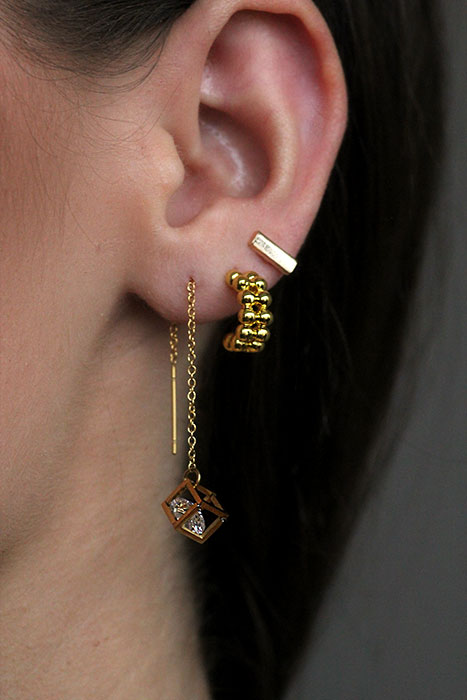 Gold Beads Huggie Earrings