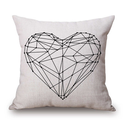 Geometric Heart Throw Pillow Cover