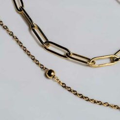 Layered Paperclip Necklace (Gold Plated, Tarnish Free)
