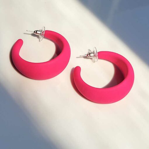 Sterling Silver (925) Pink Hoop Earrings