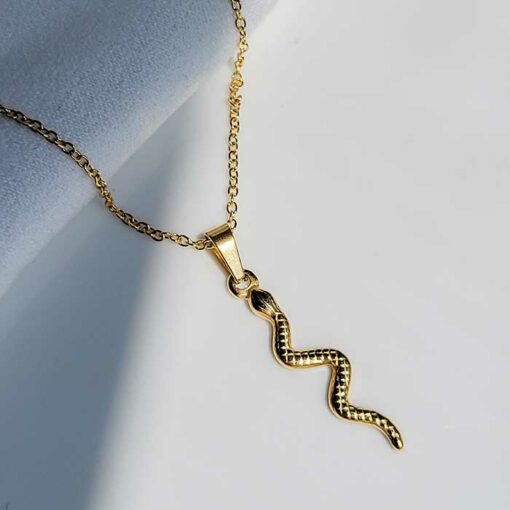 Gold Snake Necklace (18K Gold Plated, Tarnish Free)