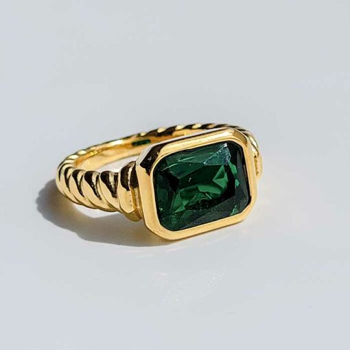Emerald Green Ring (Gold Plated, Tarnish Free)