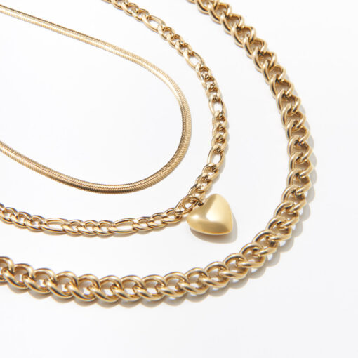 Multi-layer Heart Chain Necklace (18K Gold Plated, Tarnish Free)