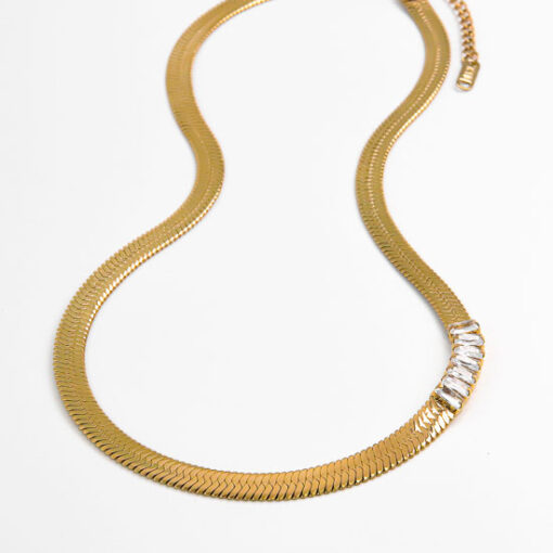 White Zircon Necklace (18K Gold Plated, Tarnish-Free)