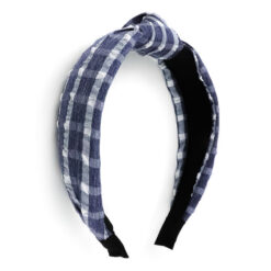 Blue Checkered Knotted Headband