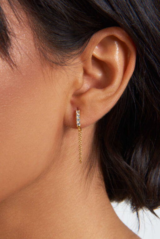 Chained Hoop Earrings (18K Vermeil Gold, Tarnish-Free)