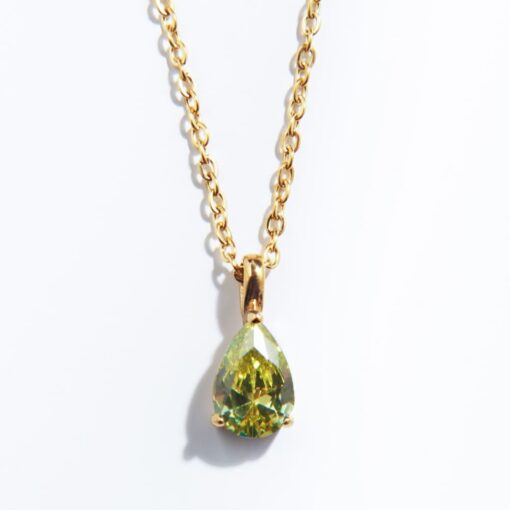 August Peridot Birthstone Necklace (18K Gold Plated, Tarnish-Free)