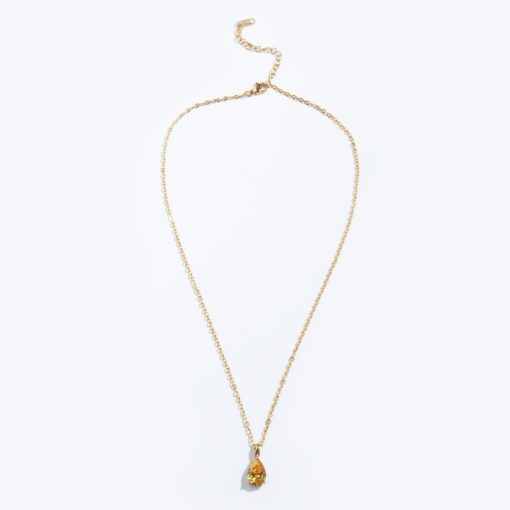 November Topaz Birthstone Necklace (18K Gold Plated, Tarnish-Free)