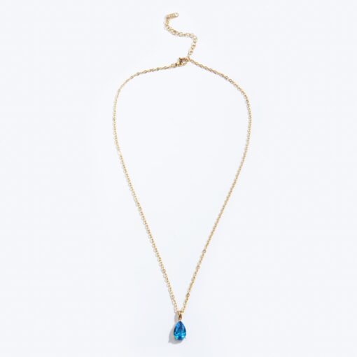 December Blue Zircon Birthstone Necklace (18K Gold Plated, Tarnish-Free)