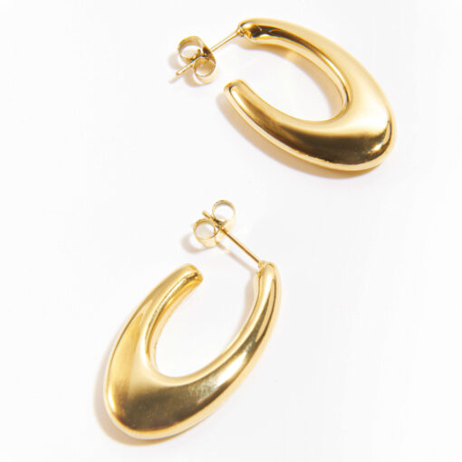 Oval Hoop Earrings (18K Gold Plated, Tarnish-Free)