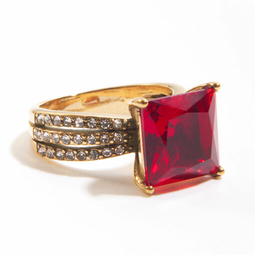 Gold and Ruby Cubic Zircon Ring