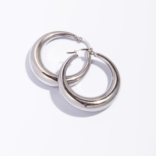 Silver Moon Hoop Earrings (18K Gold Plated, Tarnish-Free)