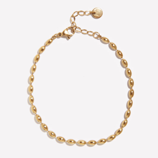 Oval Bead Bracelet (14K Gold Plated, Tarnish-Free)