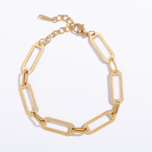 Rectangular Chain Bracelet (18K Gold Plated, Tarnish-Free)